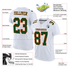 Load image into Gallery viewer, Custom White Green-Orange Mesh Authentic Football Jersey
