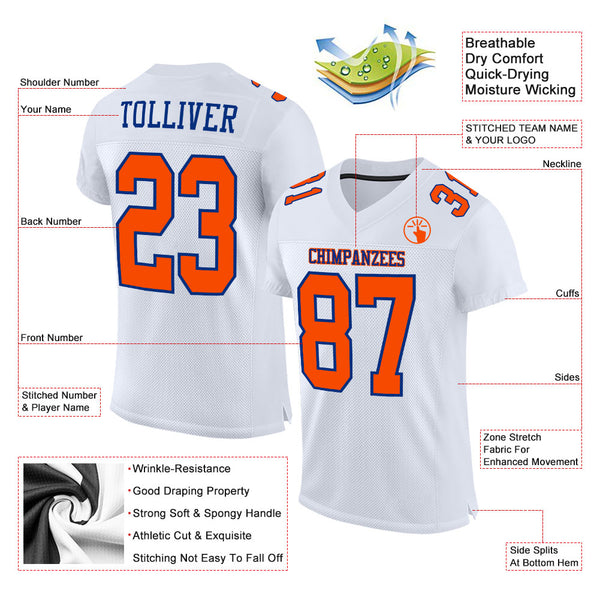 Cheap Custom White Black-Orange Mesh Authentic Throwback Football Jersey  Free Shipping – CustomJerseysPro