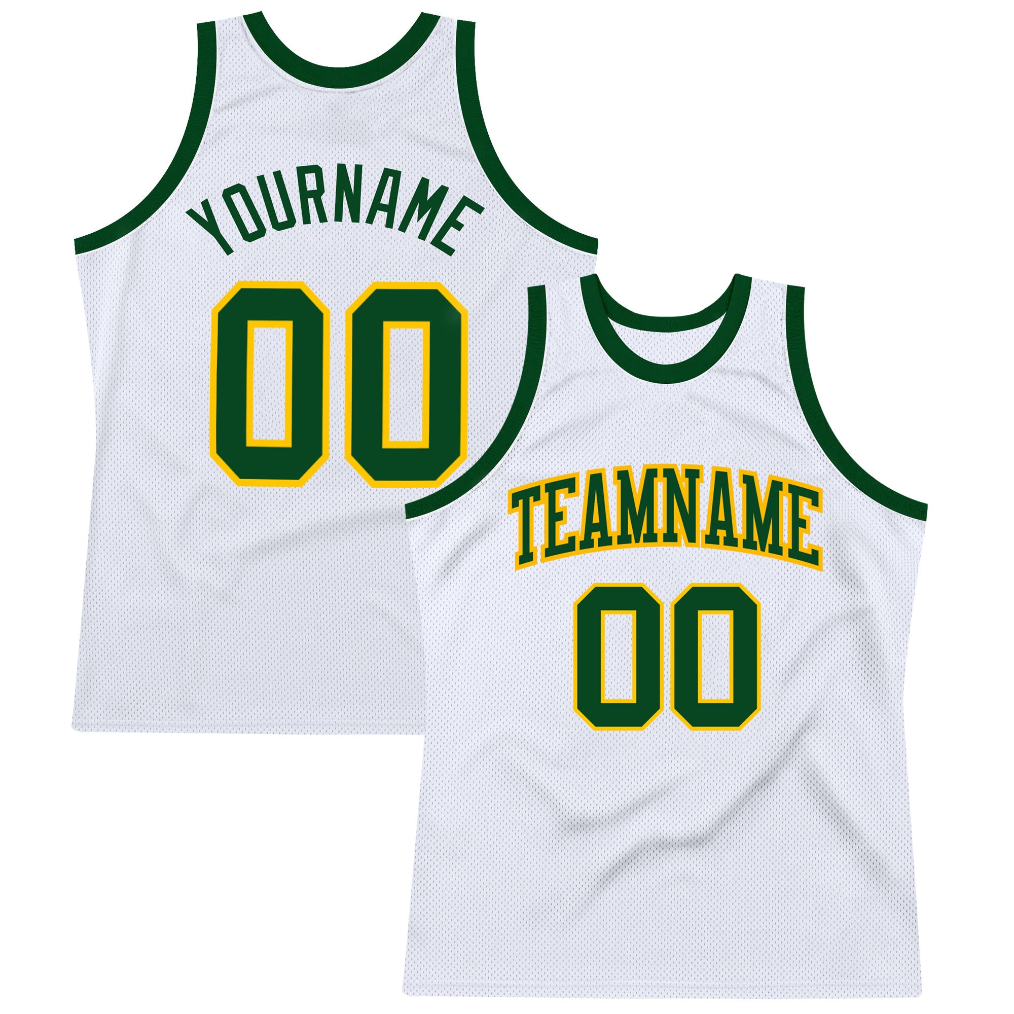 Custom Hunter Green Gold-Red Authentic Throwback Basketball Jersey