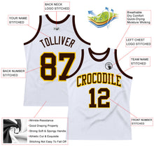 Laden Sie das Bild in den Galerie-Viewer, Custom White Brown-Gold Authentic Throwback Basketball Jersey
