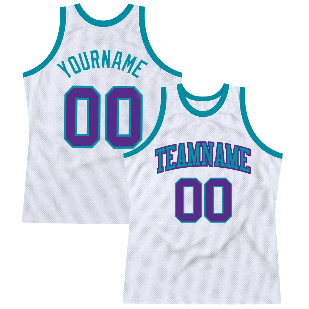 Cheap Custom Teal Pink-White Authentic Throwback Basketball Jersey