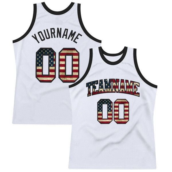 Cheap Custom White Black Authentic Throwback Basketball Jersey