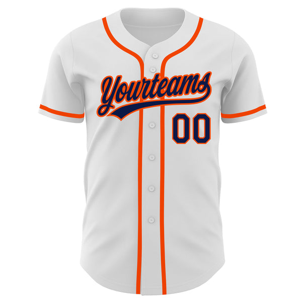 Custom Navy Orange-White Authentic Baseball Jersey Discount