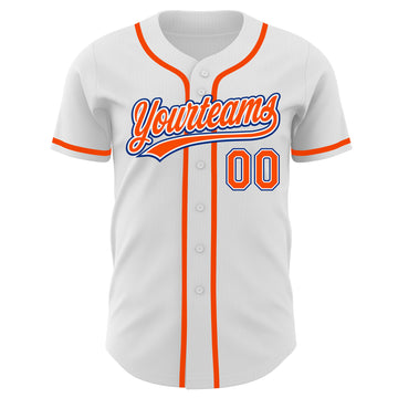 Custom White Orange-Royal Authentic Baseball Jersey