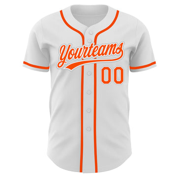 Custom White Orange-Gray Authentic Baseball Jersey