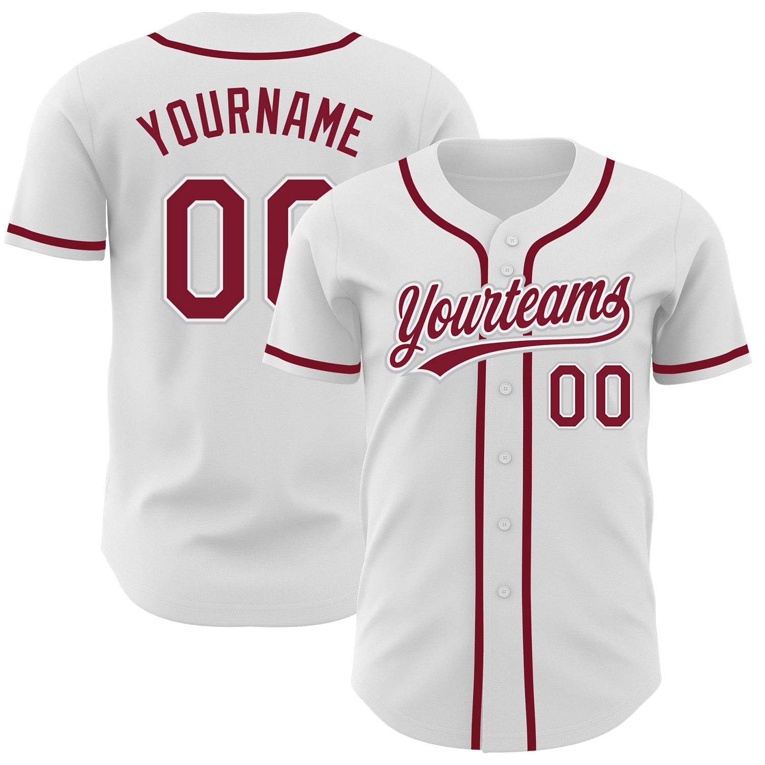 Cheap Custom White Crimson-Gray Authentic Baseball Jersey Free