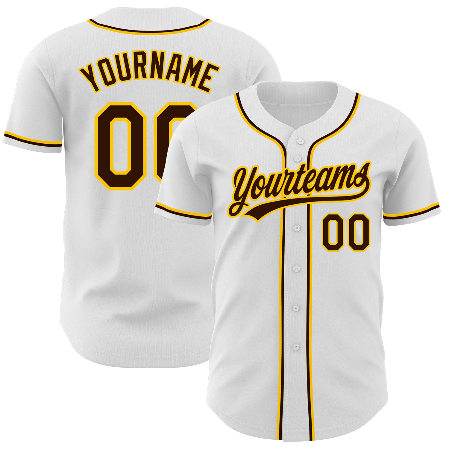 Custom Pinstripe Baseball Jersey Shirt White Brown Brown-Gold