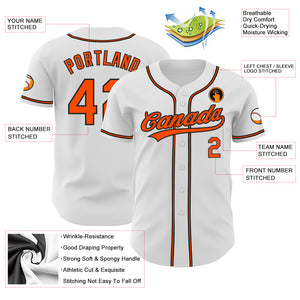 Custom White Orange-Black Authentic Baseball Jersey