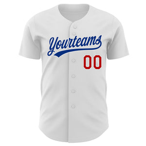 Custom White Red-Royal Authentic Baseball Jersey