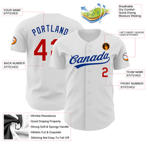 Custom White Red-Royal Authentic Baseball Jersey