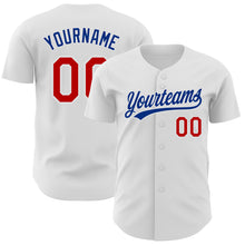 Load image into Gallery viewer, Custom White Red-Royal Authentic Baseball Jersey
