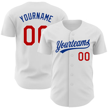 Custom White Red-Royal Authentic Baseball Jersey