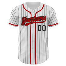 Загрузить изображение в средство просмотра галереи, Custom White Black Pinstripe Red Authentic Baseball Jersey
