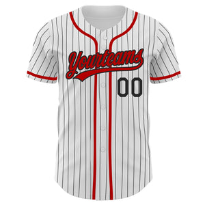 Custom White Black Pinstripe Red Authentic Baseball Jersey