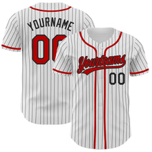 Загрузить изображение в средство просмотра галереи, Custom White Black Pinstripe Red Authentic Baseball Jersey
