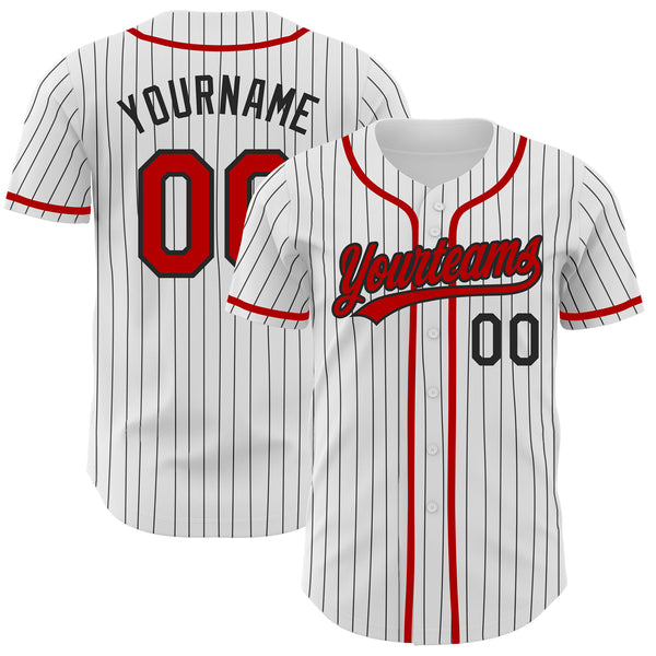 Cheap Custom White Black Pinstripe Red Authentic Baseball Jersey Free  Shipping – CustomJerseysPro