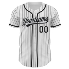 Загрузить изображение в средство просмотра галереи, Custom White Black Pinstripe Black-Gray Authentic Baseball Jersey
