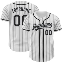 Загрузить изображение в средство просмотра галереи, Custom White Black Pinstripe Black-Gray Authentic Baseball Jersey
