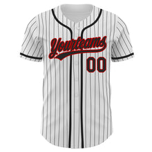 Загрузить изображение в средство просмотра галереи, Custom White Black Pinstripe Black-Red Authentic Baseball Jersey
