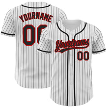 Загрузить изображение в средство просмотра галереи, Custom White Black Pinstripe Black-Red Authentic Baseball Jersey
