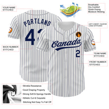 Загрузить изображение в средство просмотра галереи, Custom White Navy Pinstripe Navy-Gray Authentic Baseball Jersey
