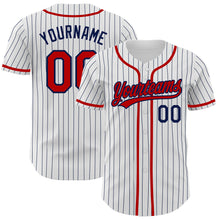 Загрузить изображение в средство просмотра галереи, Custom White Navy Pinstripe Red Authentic Baseball Jersey
