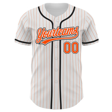 Custom White Orange Pinstripe Orange-Black Authentic Baseball Jersey