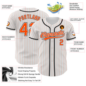 Custom White Orange Pinstripe Orange-Black Authentic Baseball Jersey