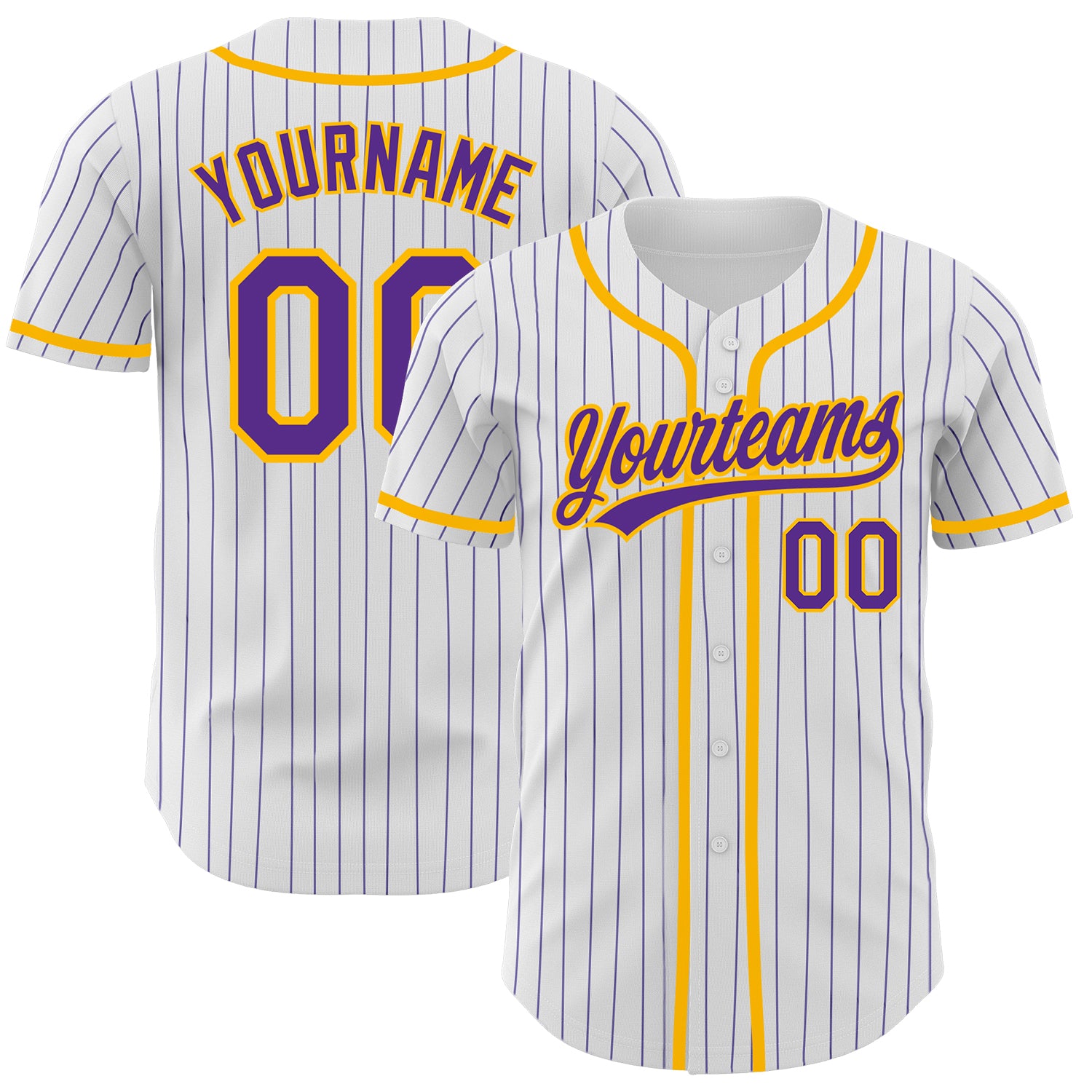 Cheap Custom White Purple Pinstripe Purple-Gold Authentic