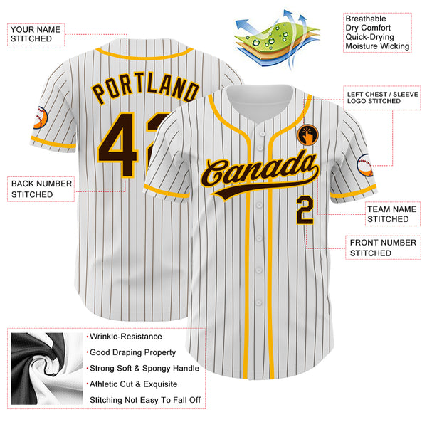 Cheap Custom Brown White Pinstripe Yellow Authentic Baseball Jersey Free  Shipping – CustomJerseysPro