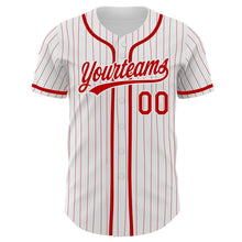 Laden Sie das Bild in den Galerie-Viewer, Custom White Red Pinstripe Red Authentic Baseball Jersey
