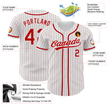 Laden Sie das Bild in den Galerie-Viewer, Custom White Red Pinstripe Red Authentic Baseball Jersey
