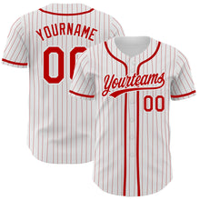 Laden Sie das Bild in den Galerie-Viewer, Custom White Red Pinstripe Red Authentic Baseball Jersey
