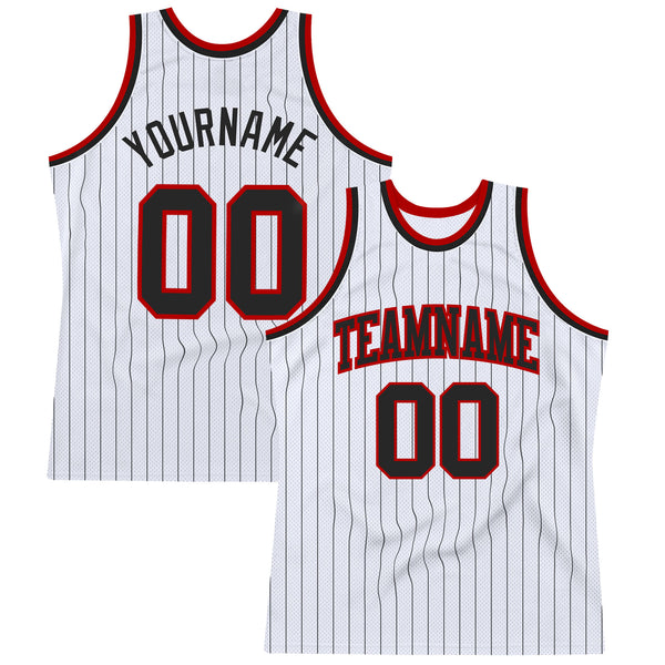 Cheap Custom Black Red Pinstripe Red-White Authentic Basketball Jersey Free  Shipping – CustomJerseysPro