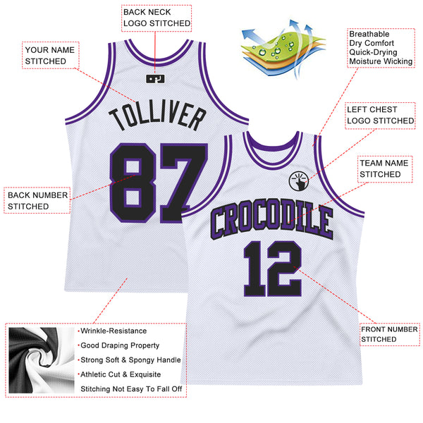 Cheap Custom Black White-Purple Authentic Throwback Basketball Jersey Free  Shipping – CustomJerseysPro