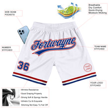 Laden Sie das Bild in den Galerie-Viewer, Custom White Royal-Red Authentic Throwback Basketball Shorts
