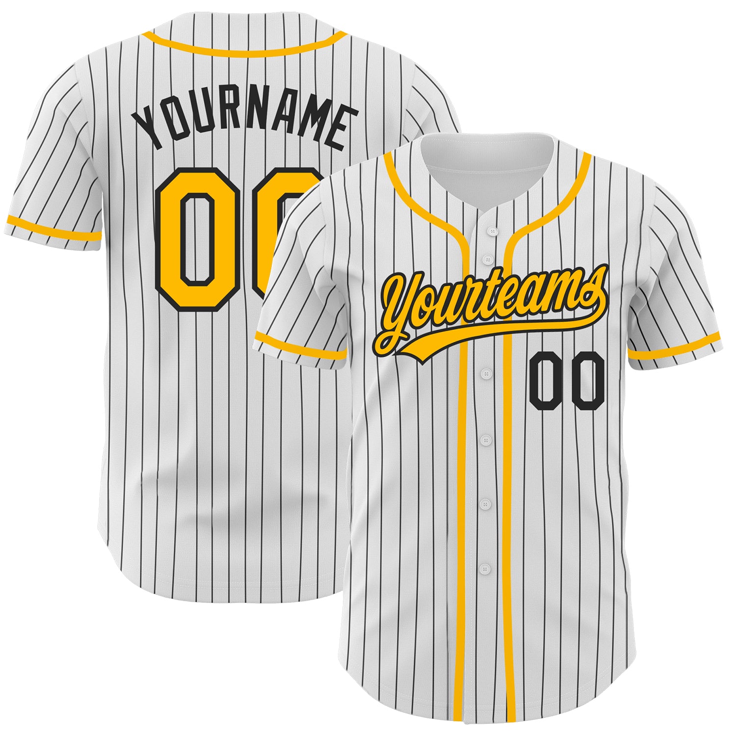 Cheap Custom White Black Pinstripe Black-Gold Authentic Baseball Jersey  Free Shipping – CustomJerseysPro