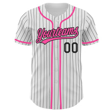 Laden Sie das Bild in den Galerie-Viewer, Custom White Black Pinstripe Pink Authentic Baseball Jersey
