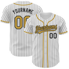 Загрузить изображение в средство просмотра галереи, Custom White Black Pinstripe Old Gold Authentic Baseball Jersey
