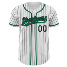 Laden Sie das Bild in den Galerie-Viewer, Custom White Black Pinstripe Kelly Green Authentic Baseball Jersey
