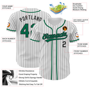 Custom White Black Pinstripe Kelly Green Authentic Baseball Jersey