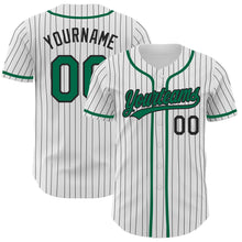 Laden Sie das Bild in den Galerie-Viewer, Custom White Black Pinstripe Kelly Green Authentic Baseball Jersey
