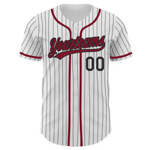 Загрузить изображение в средство просмотра галереи, Custom White Black Pinstripe Crimson Authentic Baseball Jersey
