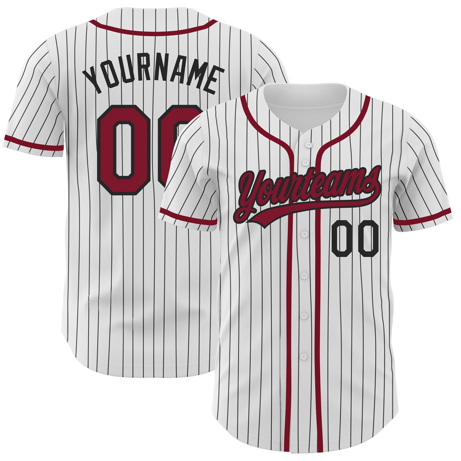 Custom Crimson White Pinstripe Black Yellow Baseball Jerseys