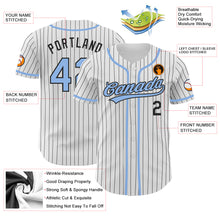 Laden Sie das Bild in den Galerie-Viewer, Custom White Black Pinstripe Light Blue Authentic Baseball Jersey
