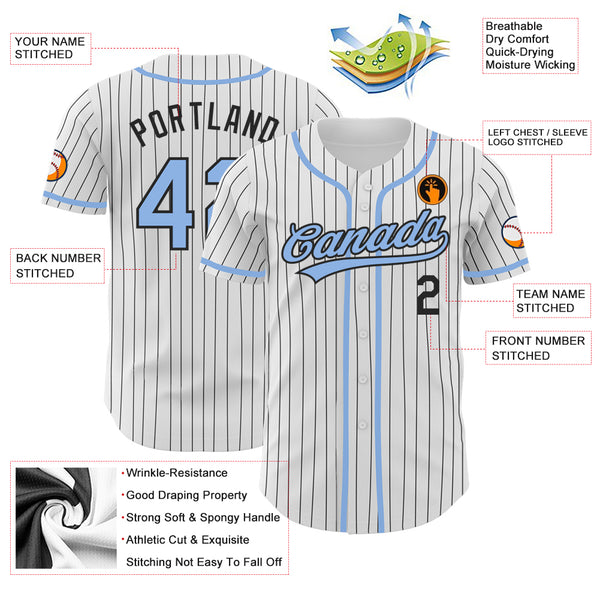 Cheap Custom Gray Black Pinstripe Light Blue Authentic Baseball Jersey Free  Shipping – CustomJerseysPro