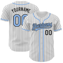 Laden Sie das Bild in den Galerie-Viewer, Custom White Black Pinstripe Light Blue Authentic Baseball Jersey
