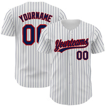 Загрузить изображение в средство просмотра галереи, Custom White Navy Pinstripe Navy-Red Authentic Baseball Jersey
