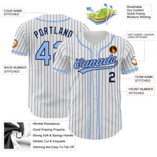 Laden Sie das Bild in den Galerie-Viewer, Custom White Navy Pinstripe Light Blue Authentic Baseball Jersey
