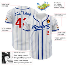 Laden Sie das Bild in den Galerie-Viewer, Custom White Royal Pinstripe Red Authentic Baseball Jersey
